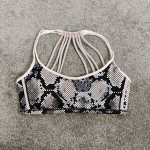 Lululemon Women's Strappy Back Sports Bra Size 4 Snakeskin Gray Pink Athletic